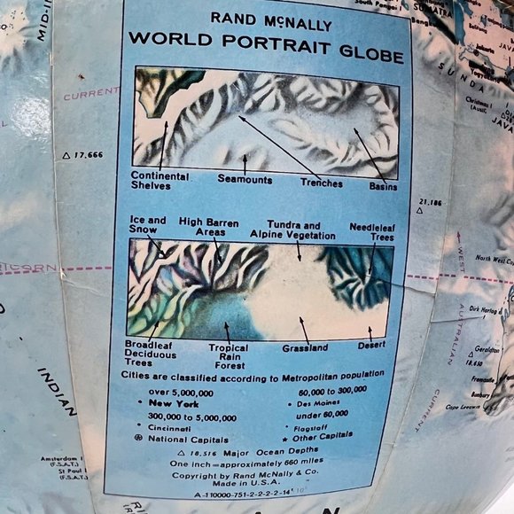 Vintage Globe World Globe Rand McNally Brushed‎ Pale Gold Stand - VGC - Picture 7 of 11